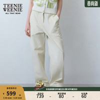 Teenie Weenie小熊女装2024年夏季高腰直筒牛仔裤长裤白色裤子 乳白色 165/M
