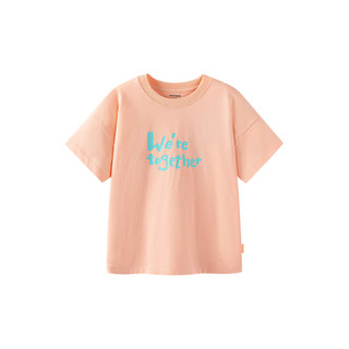 迷你巴拉男童女童短袖T恤夏季宝宝吸湿速干柔软透气儿童上衣 粉橙60801 150cm