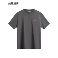 马克华菲短袖T恤男2024春夏圆领字母刺绣休闲男女同款T恤衫 003中灰 L
