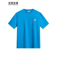 马克华菲短袖T恤男2024春夏圆领字母刺绣休闲男女同款T恤衫 109天蓝 S