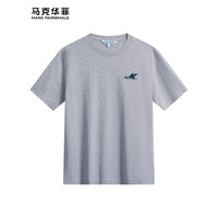 马克华菲短袖T恤男2024春夏圆领字母刺绣休闲男女同款T恤衫 024浅花灰 XXL