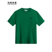 马克华菲短袖T恤男2024春夏圆领字母刺绣休闲男女同款T恤衫 208翠绿 XL
