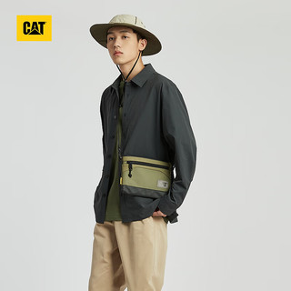 CAT 卡特彼勒 卡特24春夏男户外运动反光印花设计微弹小格长袖衬衫 黑色 XL