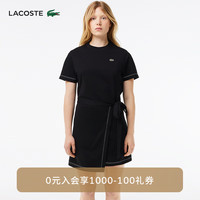 法国拉科斯特 LACOSTE女装24黑色修身收腰短袖短款连衣裙|EF7268 031/黑色 34 /155