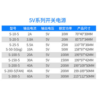 龙代（longdai）220V转5V直流开关电源 S-50-5(big)/5V 10A 50W