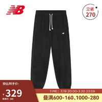 new balance 运动裤男款休闲运动摇粒绒保暖束脚针织长裤MP33543 BK 2XL