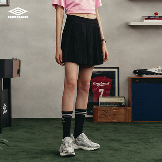 茵宝（Umbro）运动短裙女款春夏小个子高腰显瘦百搭A字半身百褶裙 凝眸黑 2XL