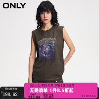 ONLY2024春季时尚潮流个性宽松无袖印花背心T恤女|124103003 E06 鹪鹩深绿色 180/96A/XXL