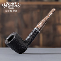 沙芬（SAVINELLI）手工石楠木烟斗P413莫雷利娜麻面老式烟斗男士超值套装 【409斗型 都柏林直斗 大号】
