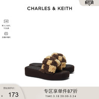 CHARLES & KEITH CHARLES&KEITH春夏女鞋CK1-80380072-A拼色厚底毛绒休闲拖鞋