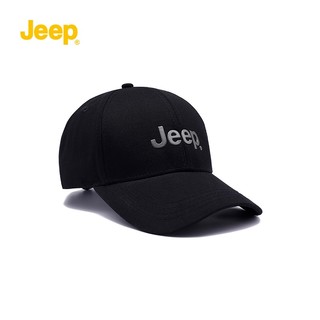 Jeep吉普棒球帽男户外透气运动男士帽子防晒遮阳简约纯棉鸭舌帽 纯黑 均码