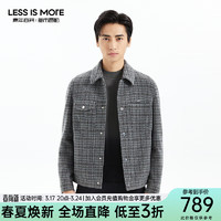 利郎轻时尚男装【格纹雪尼尔】秋冬新款毛呢大衣男保暖外套Q3DYR112 绿咖 1