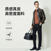 杉杉【头层绵羊皮】皮衣男商务休闲上衣防风翻领挺括外套男 棕色(翻领款) 180/96A(52) 棕色(翻领款)-拍大一码