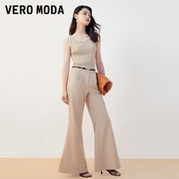 VERO MODA 休闲裤2023秋冬新款阔腿喇叭中腰浅卡其通勤美拉德穿搭