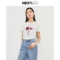 NEXY.CO 奈蔻 夏季休闲百搭亲肤短袖T恤女士印花上衣