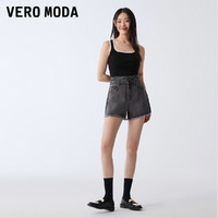 VERO MODA 牛仔短裤女2023新款夏季高腰字母腰头阔腿牛仔热裤子女