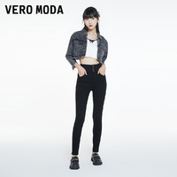 VERO MODA 牛仔裤2024春夏新款春夏棉弹力高腰修身小脚黑色裤子女