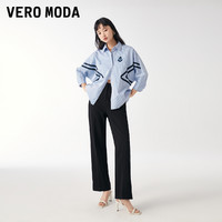 VERO MODA 衬衫女新款条纹海军风宽松七分袖翻领休闲简约度假