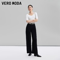 VERO MODA T恤女2024春夏新款V领短袖简约百搭内搭黑白纯色通勤