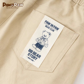 PawinPaw卡通小熊童装2024年春季男童工装风休闲纯色长裤 Beige米色/35 130
