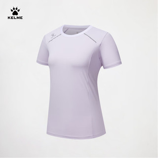 卡尔美（KELME）短袖T恤女2024春夏运动户外训练服透气圆领上衣 浅紫 S