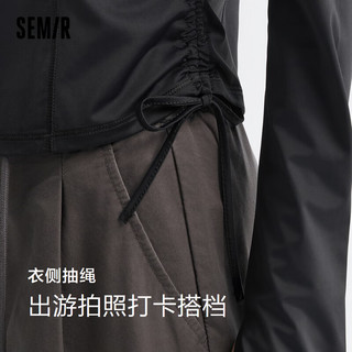 森马（Semir）外套女短款连帽正肩抽绳上衣2024夏凉感防晒紧身纯色立领夹克 【户外防晒】-幻影黑90001-立领 160/84A/M