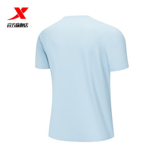 特步（XTEP）炼，出格短袖针织衫876229010030 碧空蓝 L