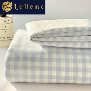 LEHOME日系纯色水洗棉床单单件简约被单枕头套三件套宿舍单人床套