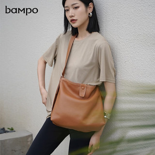 半坡饰族（bampo）包包女包单肩包舒舒原创系列大容量托特包牛皮方形斜挎包 金棕色