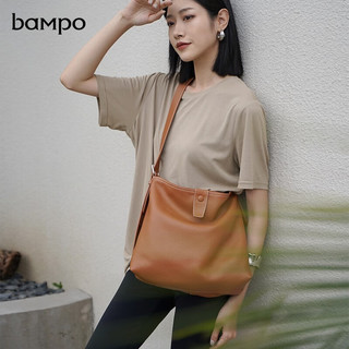 半坡饰族（bampo）包包女包单肩包舒舒原创系列大容量托特包牛皮方形斜挎包 金棕色