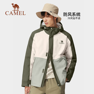 骆驼（CAMEL）夹棉冲锋衣男款外套棉服防风防水旅游登山服【滑雪】A13CA9aD113 椰壳色/橡木灰男 XXXL