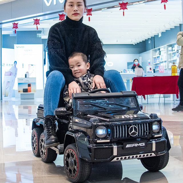 携手 大号大G奔驰儿童电动车双人座四轮小孩宝宝玩具越野童车可坐大人 升级六驱黑全功能+续航6小时