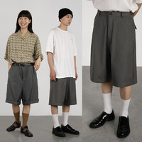 CryingCenter 日式咖棕色直筒西装面料套装短裤