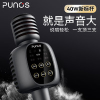 Punos（博浪沙）新标杆40W双磁喇叭户外k歌麦克风唱歌话筒音响一体麦自带声卡TWS蓝牙无线麦克风 音响一体麦KG6（深空灰）