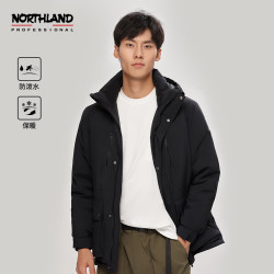 northland诺诗兰羽绒服男户外防泼保暖鹅绒派克羽绒服ndjct5637e黑色