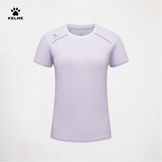 卡尔美（KELME）短袖T恤女2024春夏运动户外训练服透气圆领上衣 浅紫 M