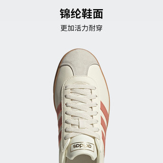 adidas「T头鞋」VL COURT CLASSIC休闲板鞋男女阿迪达斯轻运动 白色/褐色/金色 38