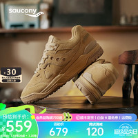 Saucony索康尼CROSS 90MID高帮板鞋男24春季真皮牛皮运动鞋子 卡基【低帮】 40