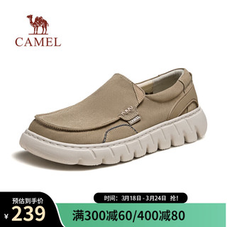 骆驼（CAMEL）2024春季轻便软弹舒适帆布休闲鞋透气干爽套脚乐福鞋 G14S076110 卡其 42