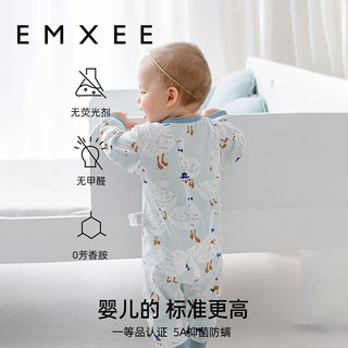 嫚熙（EMXEE）婴儿连体衣婴儿服满月打底婴儿宝宝秋装 梦幻独角兽-【斜襟款】 59cm