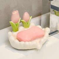 范爷家 陶瓷肥皂盒 郁金沥水香皂碟托收纳置物架家用卫生间洗手台香皂盒 白色陶瓷香皂盒