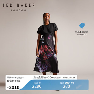 Ted Baker2024春季女士印花泡泡袖拼接连衣裙271797A 黑色 0