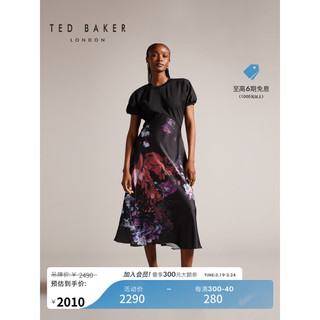 Ted Baker2024春季女士印花泡泡袖拼接连衣裙271797A 黑色 3