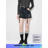 RE'VAN芮范2024夏季设计师款复古黑色吊带牛仔短裤RM31307010 黑色 XL/42