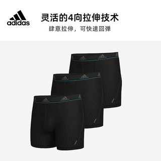 ADIDAS阿迪达斯男士速干透气防摩擦四角内裤弹吸湿排汗运动平角裤3条装 黑色*3 L