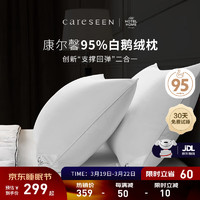 Careseen 康尔馨 Canasin）五星级酒店95%白鹅羽绒枕头 中层sorona纤维填充枕芯 A类全棉面料 74*48cm中枕(整重1220g)