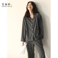 美家臣 睡衣女春秋季纯棉长袖可外穿夏季薄款秋冬大码家居服套装