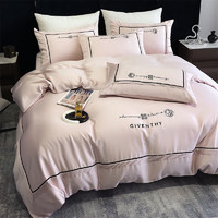 南极人轻奢长绒棉A类床上四件套纯棉被套床单四件套床上用品 罗曼-蔷薇粉 2.0m床单款四件套
