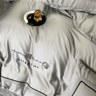 南极人轻奢长绒棉A类床上四件套纯棉被套床单四件套床上用品 罗曼-时尚灰 1.5m床单款四件套