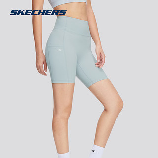 斯凯奇（Skechers）女子弹力短裤2024春夏舒适透气速干防晒修身 P224W070 珍珠蓝/01MZ XL